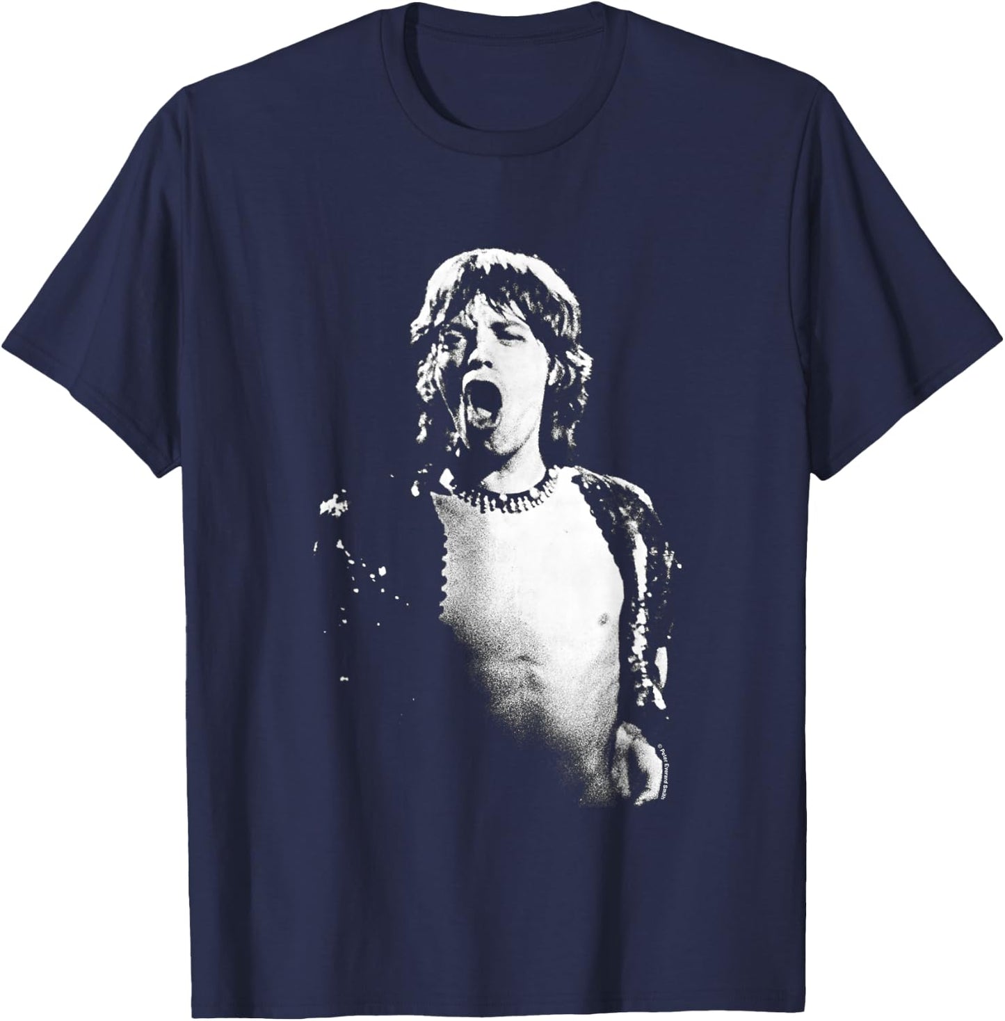Mick Jagger 1971 Rolling Stones Live by Everard Smith T-Shirt - T-Shirt | Navy