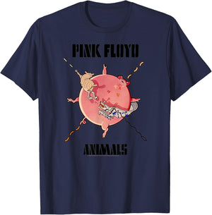 Official Pink Floyd Fat Pig Rock Music Band Retro T-Shirt - T-Shirt | Navy