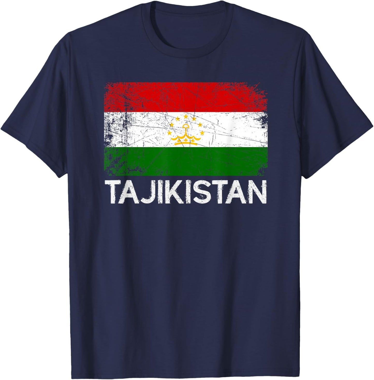 Tajikistanische Flagge | Vintage-Geschenk hergestellt in Tajikistan T-Shirt - T-Shirt | Navy