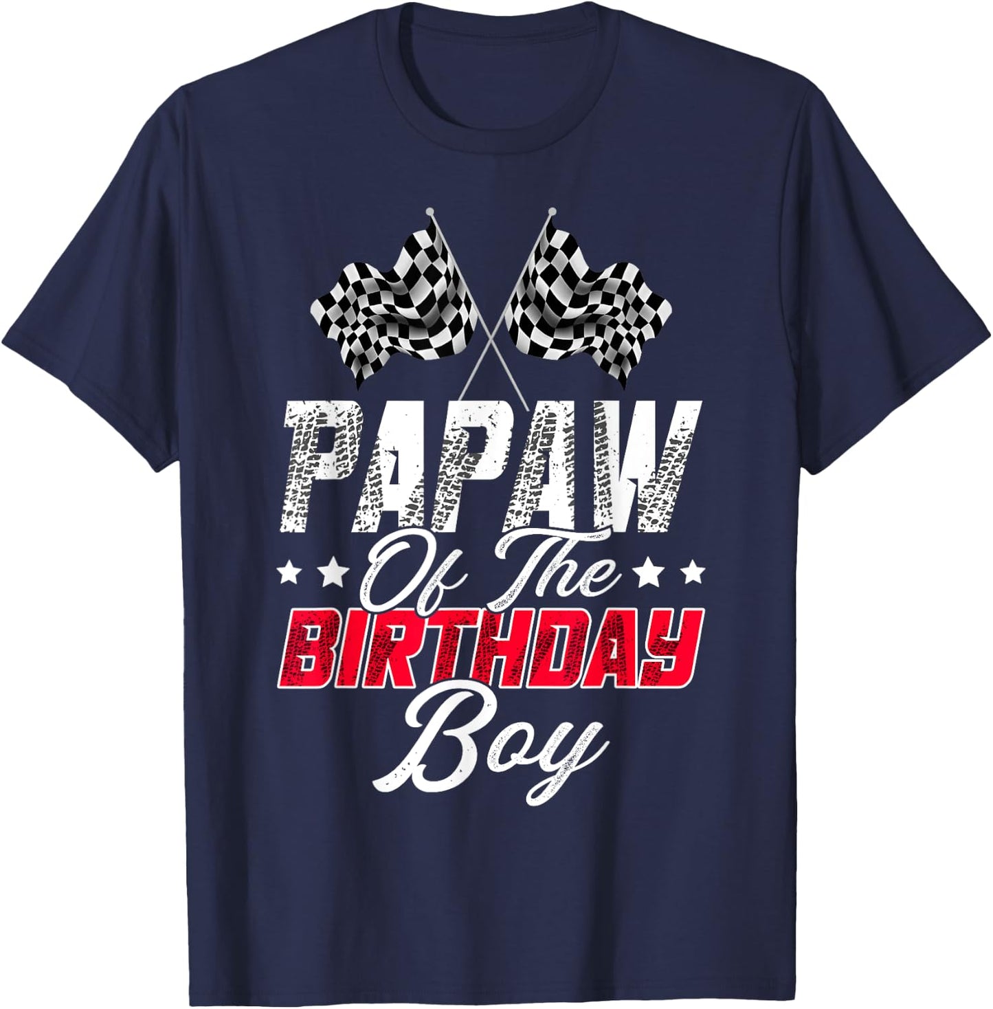 Race Car Papaw Of The Birthday Boy Racing Family Pit Crew T-Shirt - T-Shirt | Navy