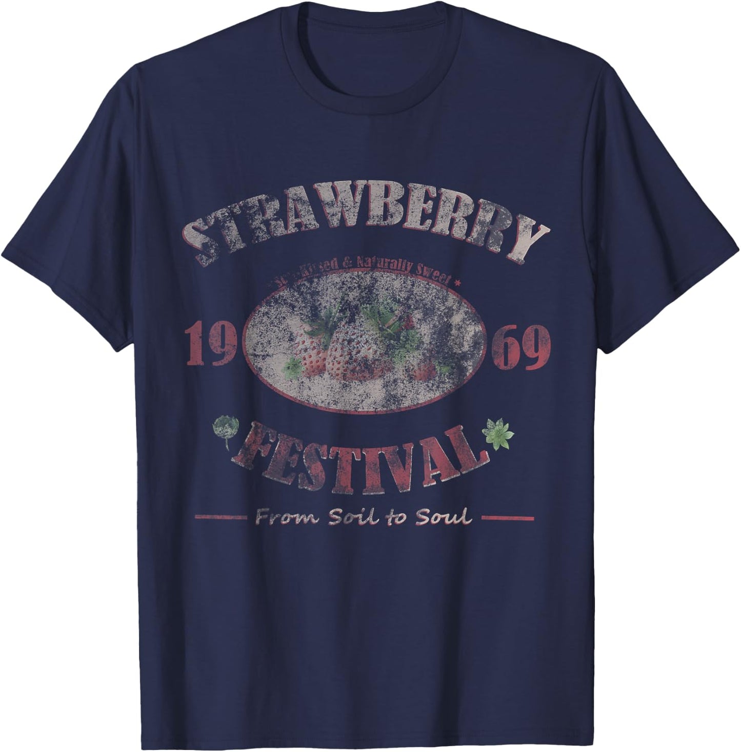 Strawberries Strawberry Festival Vintage Graphic T-Shirt - T-Shirt | Navy