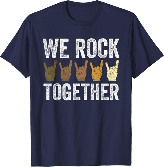 Funny We Rock Together Hands Rock Lovers T-Shirt - T-Shirt | Navy