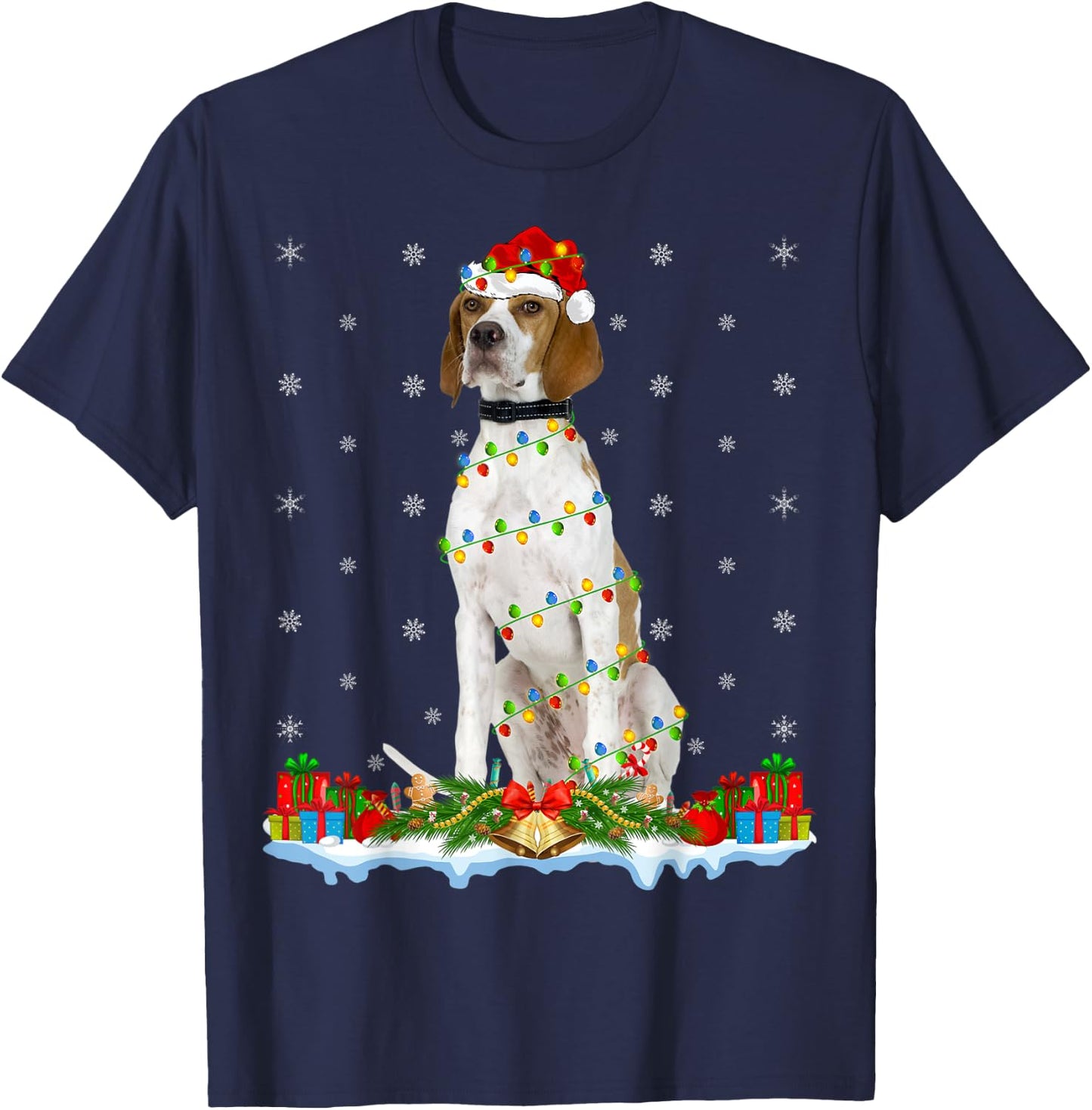 English Pointer Dog Xmas Lighting English Pointer Christmas Women Kids T-Shirt - T-Shirt | Navy