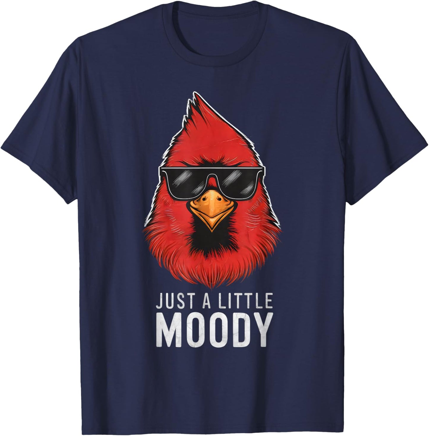 Funny Red Cardinal Bird Lover With Sunglasses T-Shirt - T-Shirt | Navy