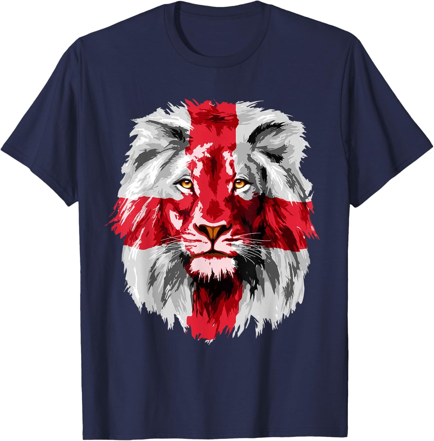 England National Flag Lion Face English England Flag , Black, S T-Shirt - T-Shirt | Navy