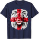 England National Flag Lion Face English England Flag , Black, S T-Shirt - T-Shirt | Navy