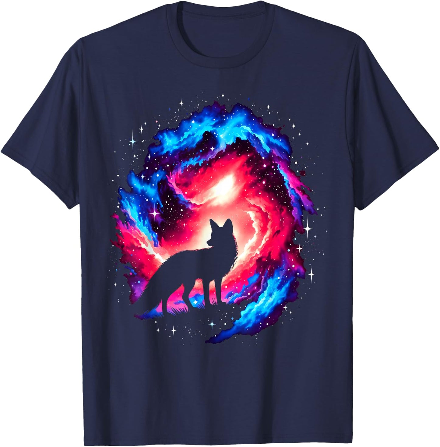 Cool Cosmic Fox Galaxy Graphic Space Art T-Shirt - T-Shirt | Navy