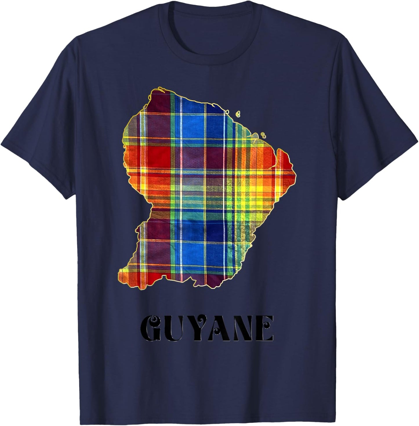 French Guiana Madras Man Woman And Child , Black, S T-Shirt - T-Shirt | Navy