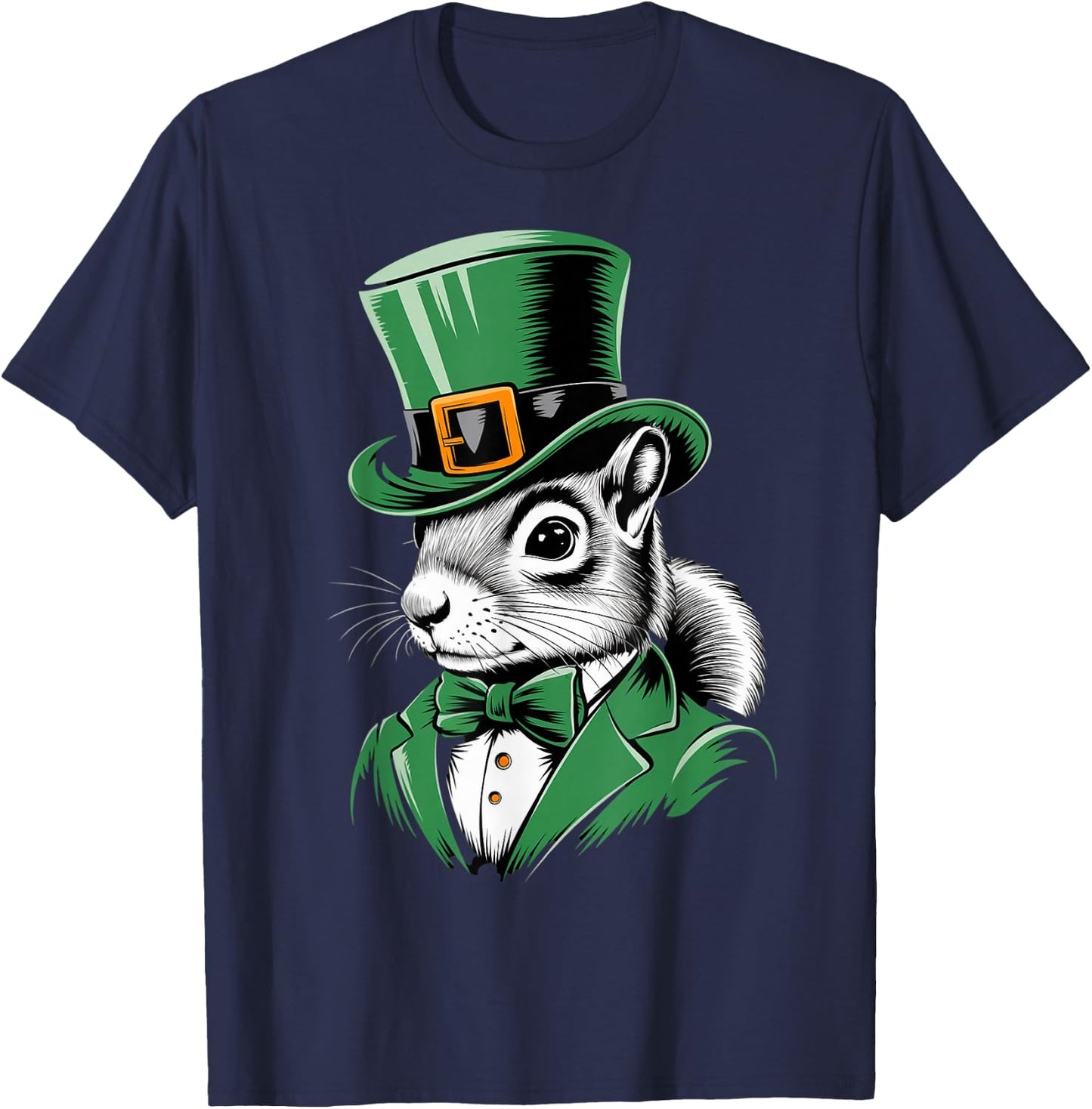 Green Squirrel shamrock on St Patricks Day Squirrel T-Shirt - T-Shirt | Navy