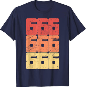 Retro Distressed Satanic 666 T-Shirt - T-Shirt | Navy