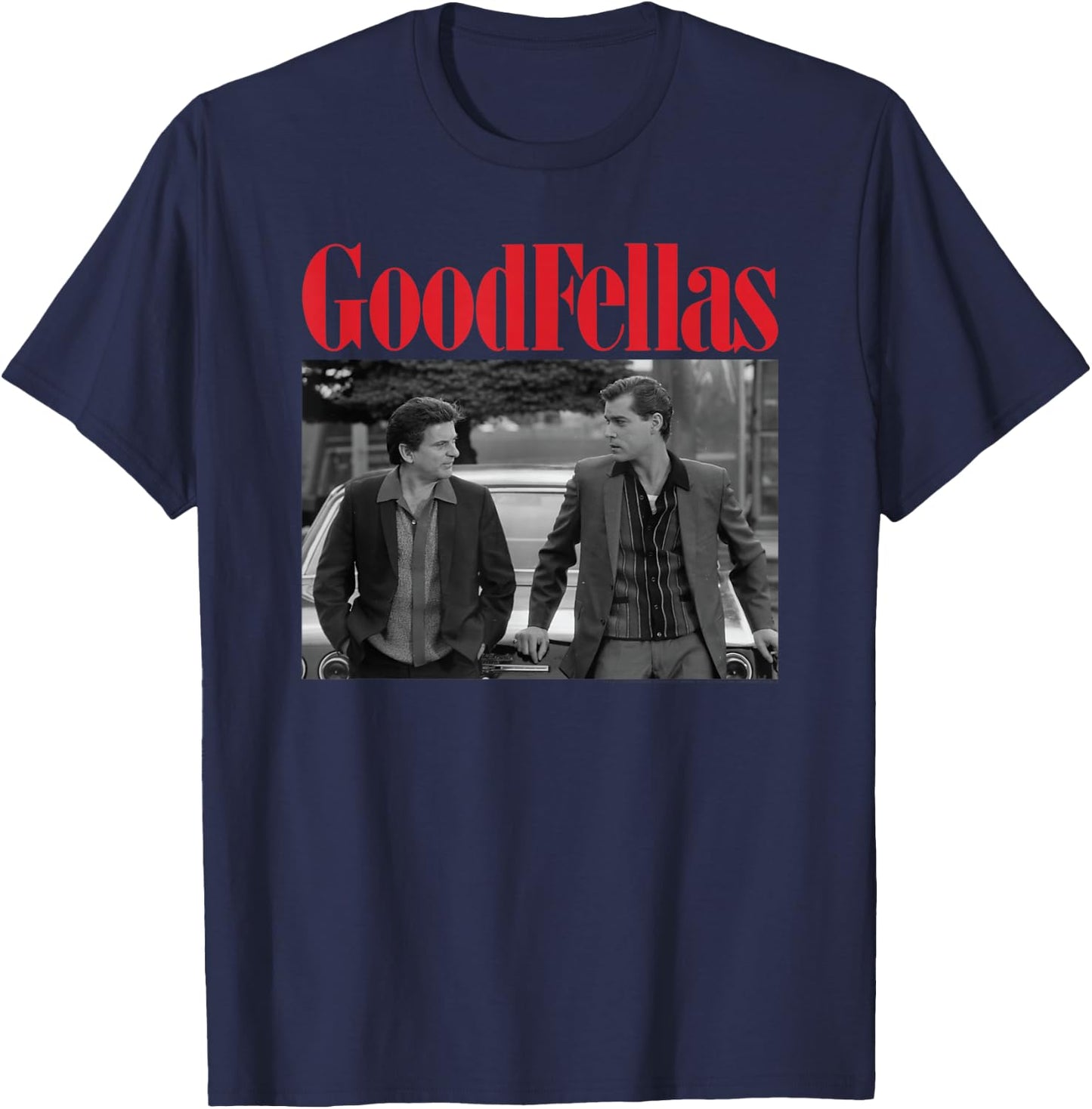 Goodfellas Herren Schwarz Cartoon Klassisch Crew-Kragen Halbarm Klein EU Klein Regular T-Shirt - T-Shirt | Navy