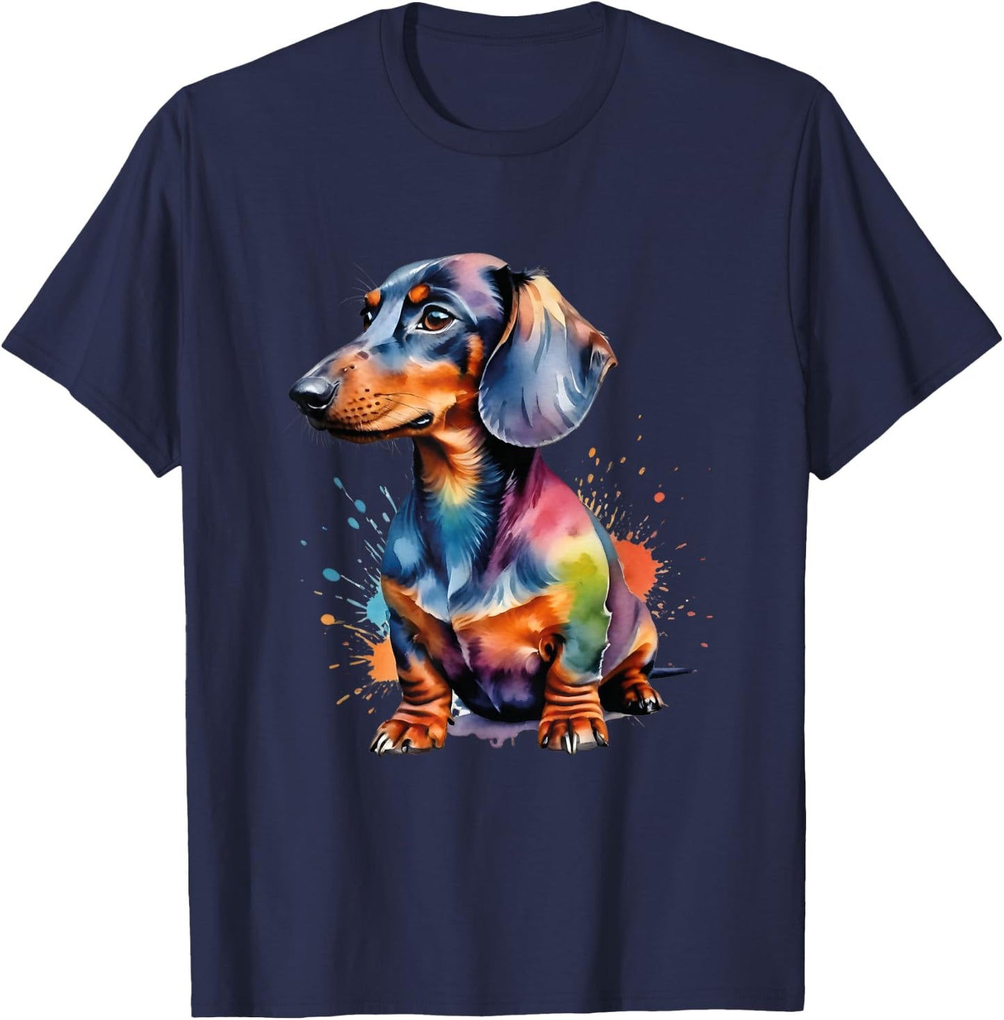 Colorful Wiener & Dachshund T-Shirt - T-Shirt | Navy