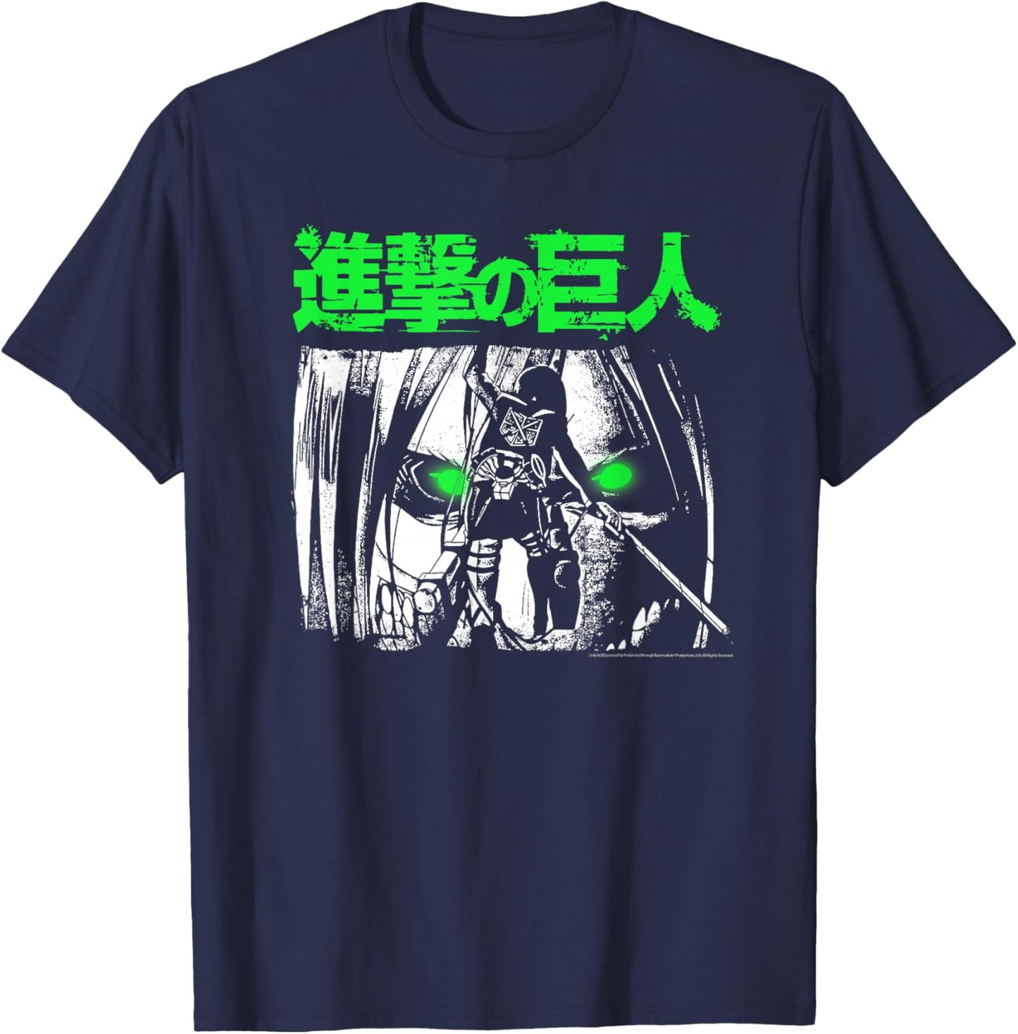 Attack on Titan Green Eyes Titan Anime T-Shirt - T-Shirt | Navy