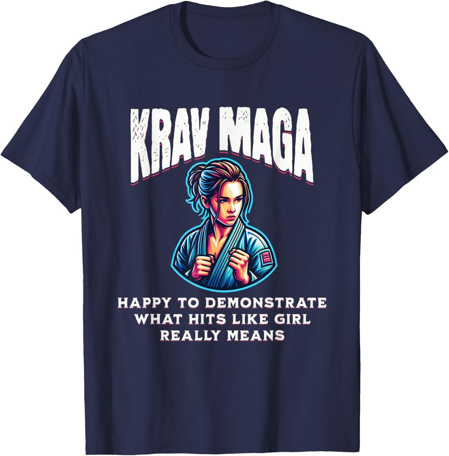 Krav Maga Girl Krav Maga Equipment MMA Items Krav Maga , Black, S T-Shirt - T-Shirt | Navy