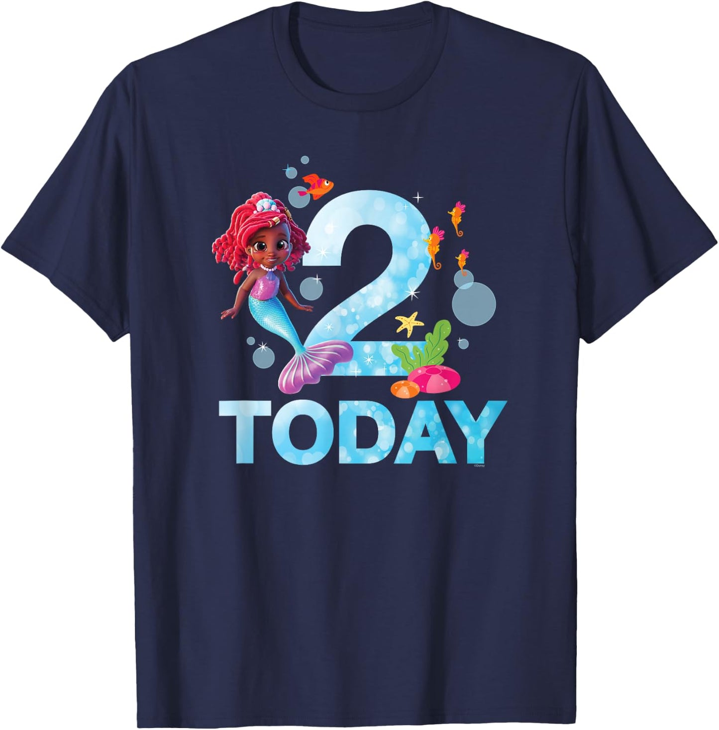 Disney Junior’s Ariel Second Birthday 2 Years Old Today T-Shirt - T-Shirt | Navy