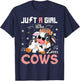 Just A Girl Who Loves Cows Cute Strawberry Cow Cowgirl Print T-Shirt - T-Shirt | Navy