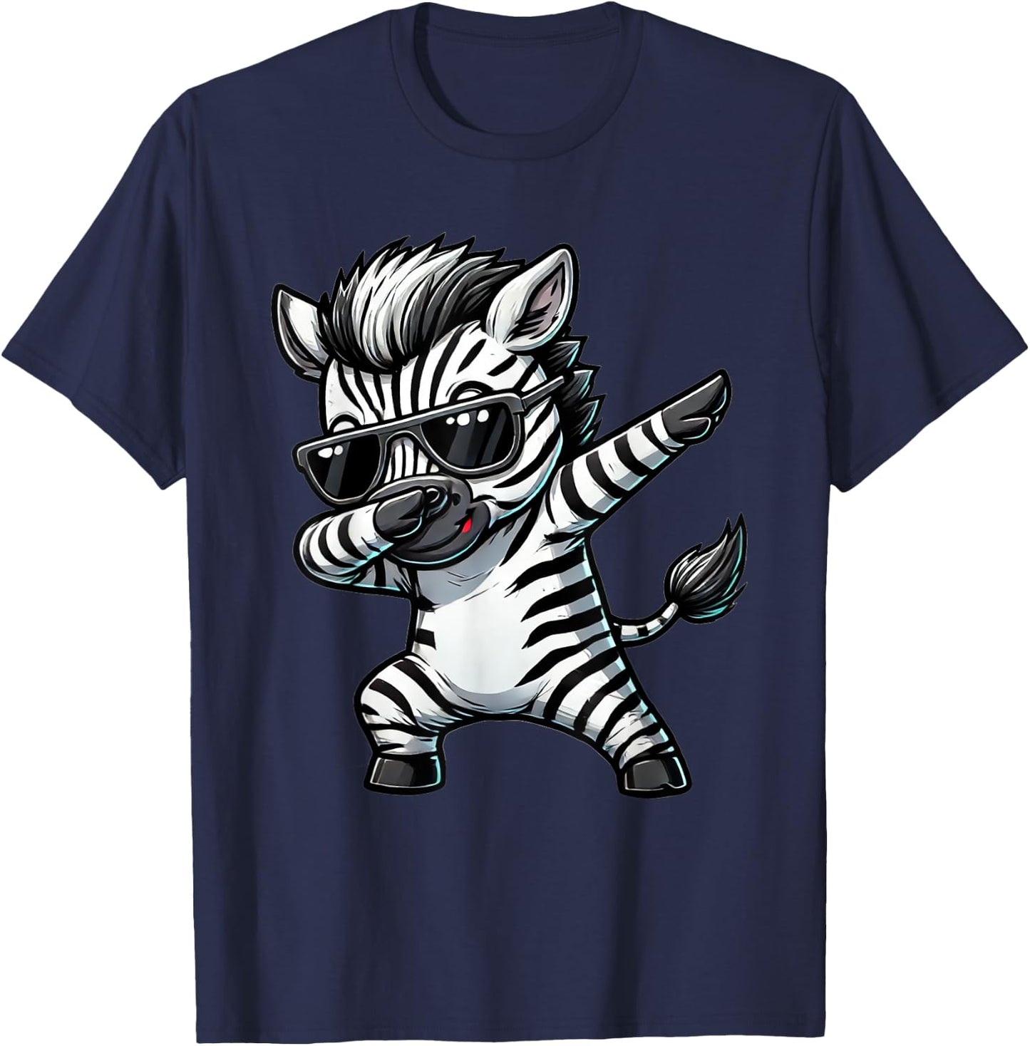 Dabbing Zebra Funny Zebra on Dabben Gift Zebra , black T-Shirt - T-Shirt | Navy