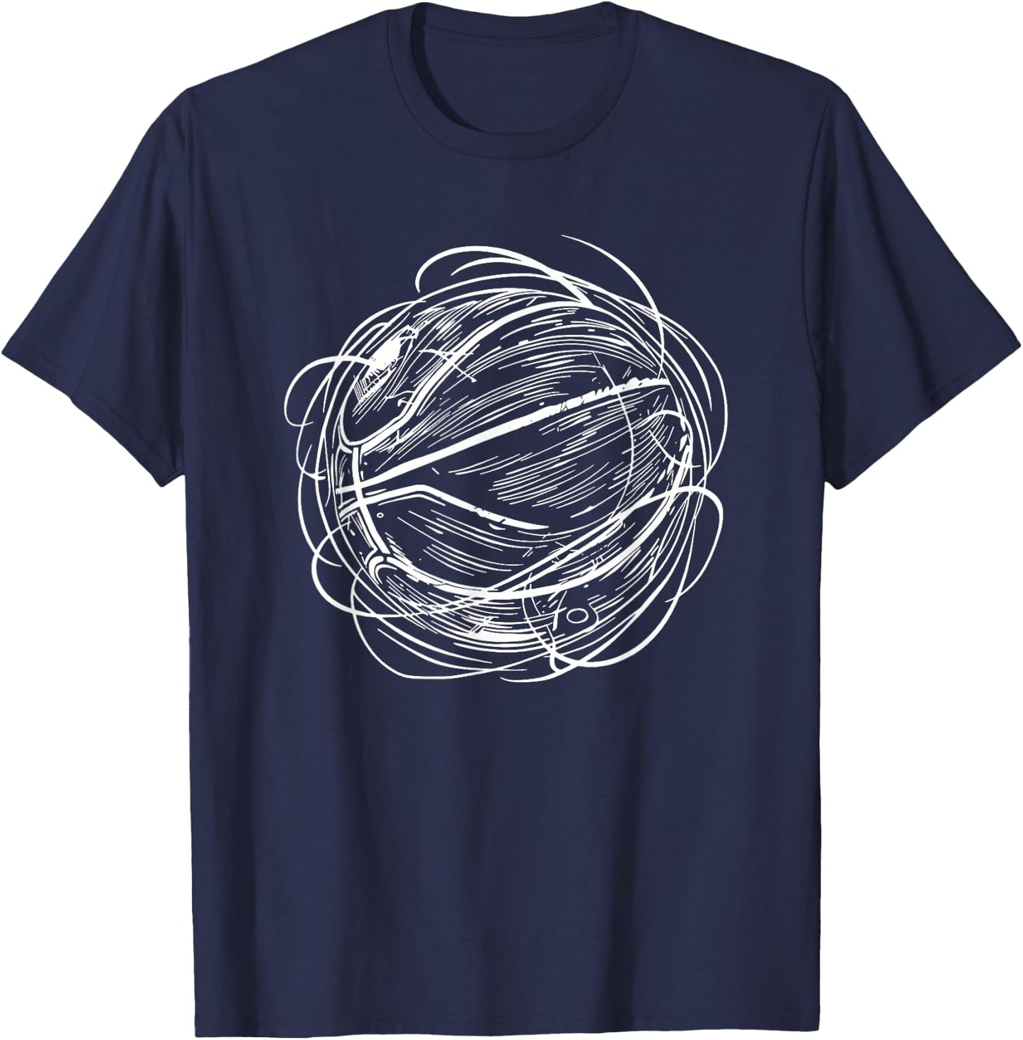 Basketball Ball Sketch Sports T-Shirt - T-Shirt | Navy