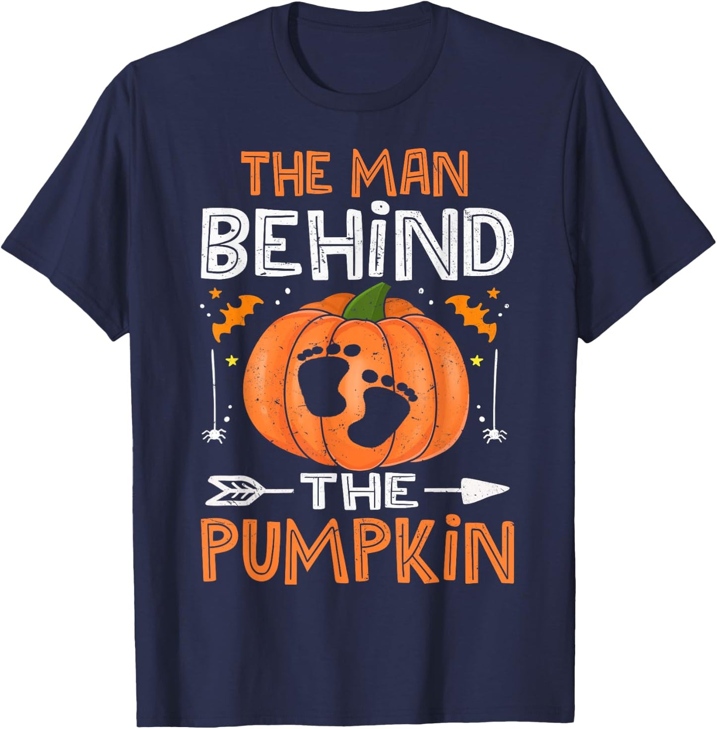 Daddy Halloween Pregnancy Shirt, The Man Behind The Pumpkin T-Shirt - T-Shirt | Navy