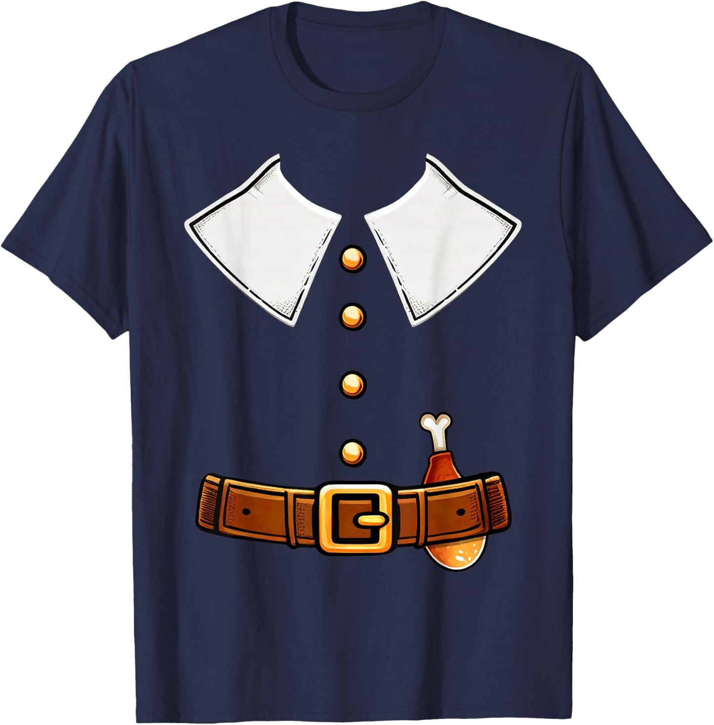 Pilgrim Costume Collar Thanksgiving Turkey Day Men Boys T-Shirt - T-Shirt | Navy