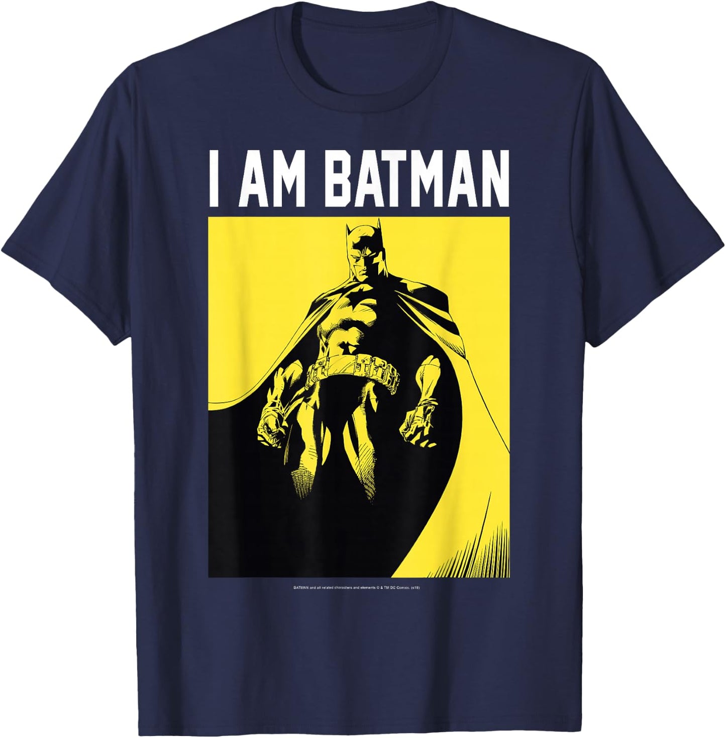 DC Comics I Am Batman Yellow Dark Poster Fill Small T-Shirt - T-Shirt | Navy
