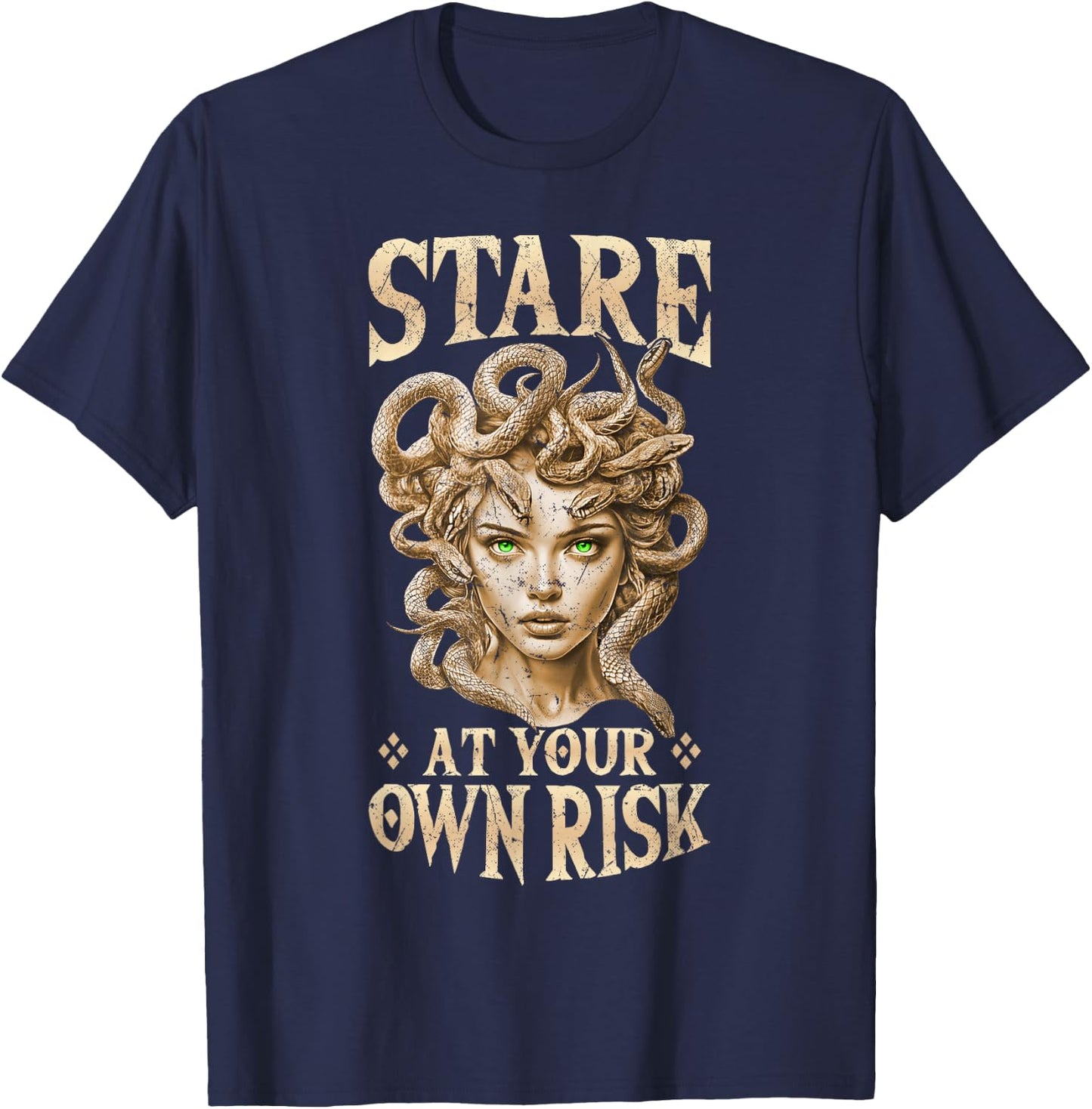 Medusa Graphic Greek Mythology Design Snake Medusa T-Shirt - T-Shirt | Navy