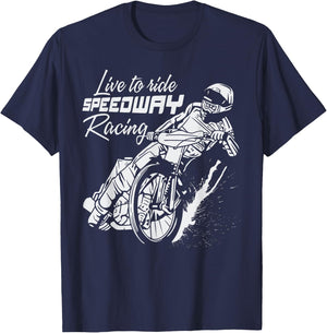 Speedway Racing Motorradrennen T-Shirt - T-Shirt | Navy