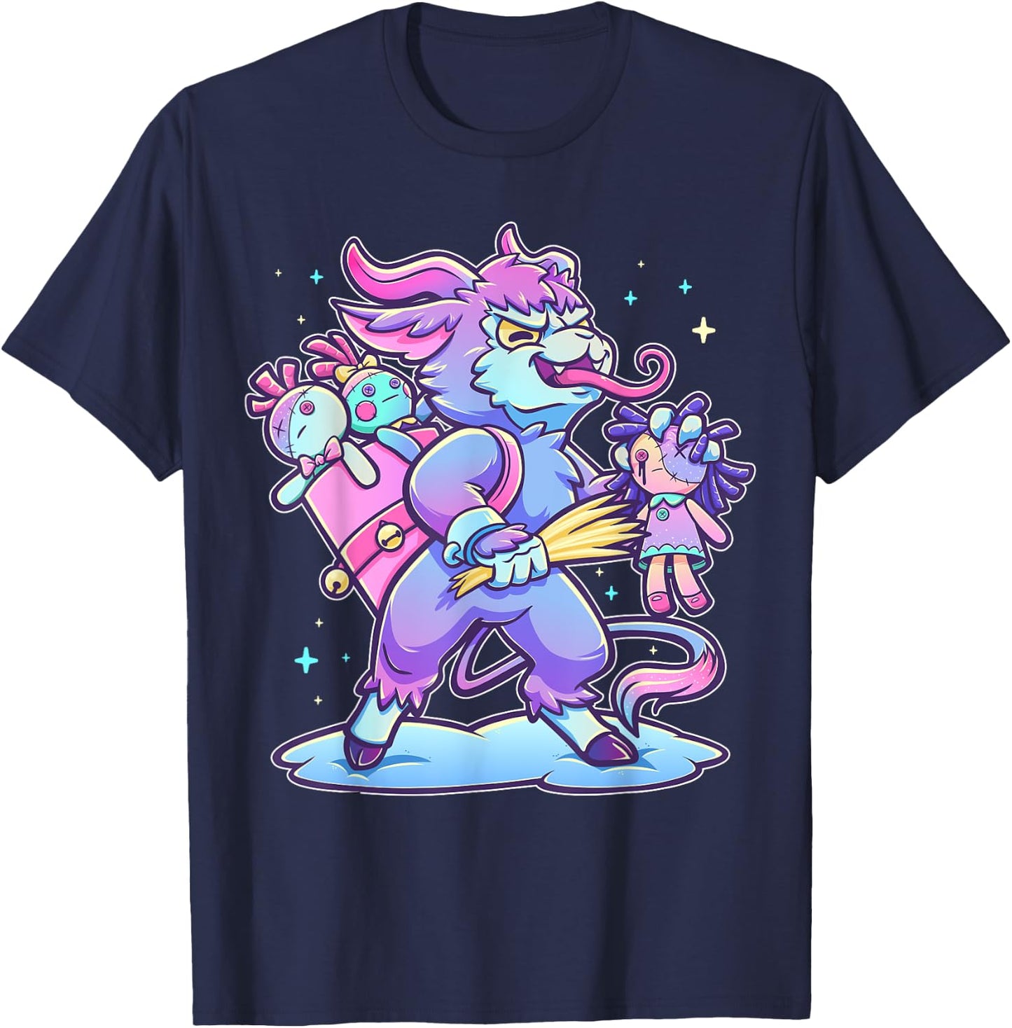 Pastel Goth Krampus Creepy Germanic Christmas Demon Horror T-Shirt - T-Shirt | Navy