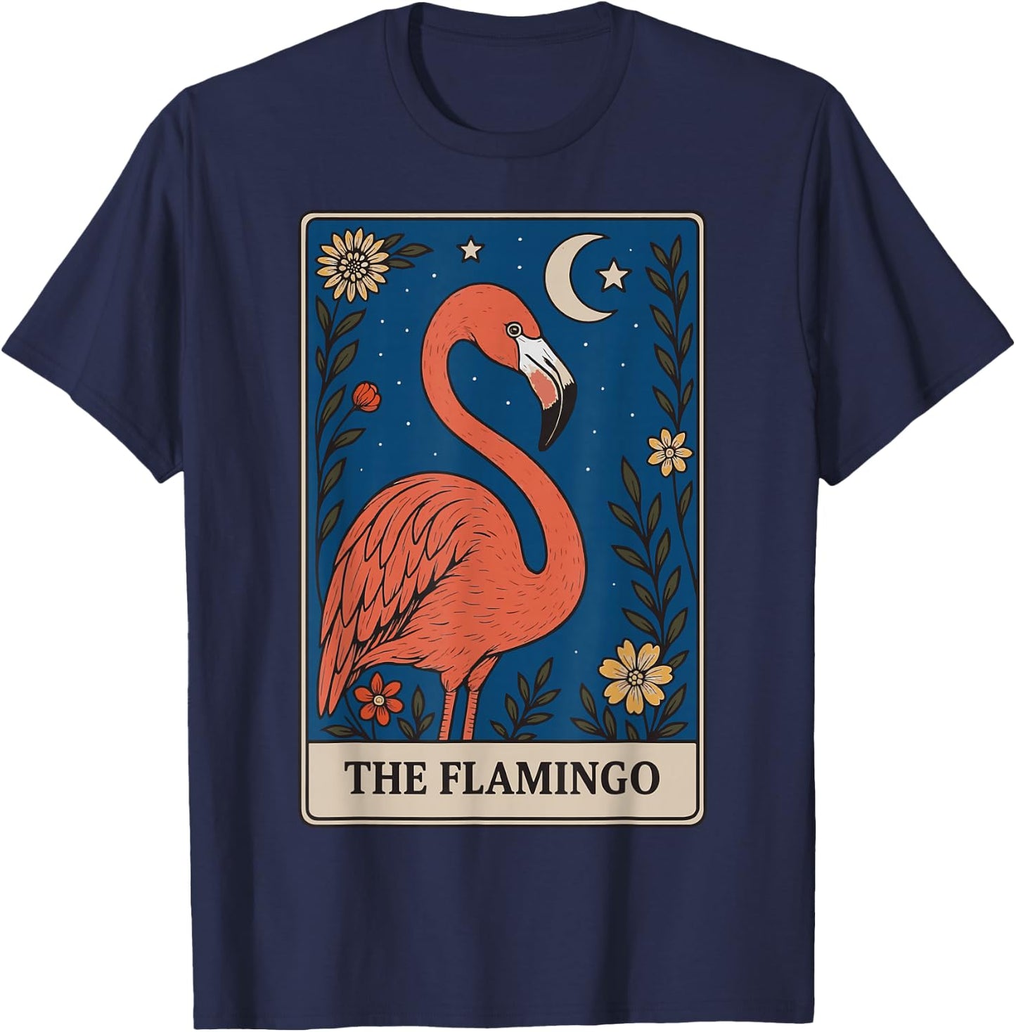 The Flamingo Tarot Card T-Shirt - T-Shirt | Navy