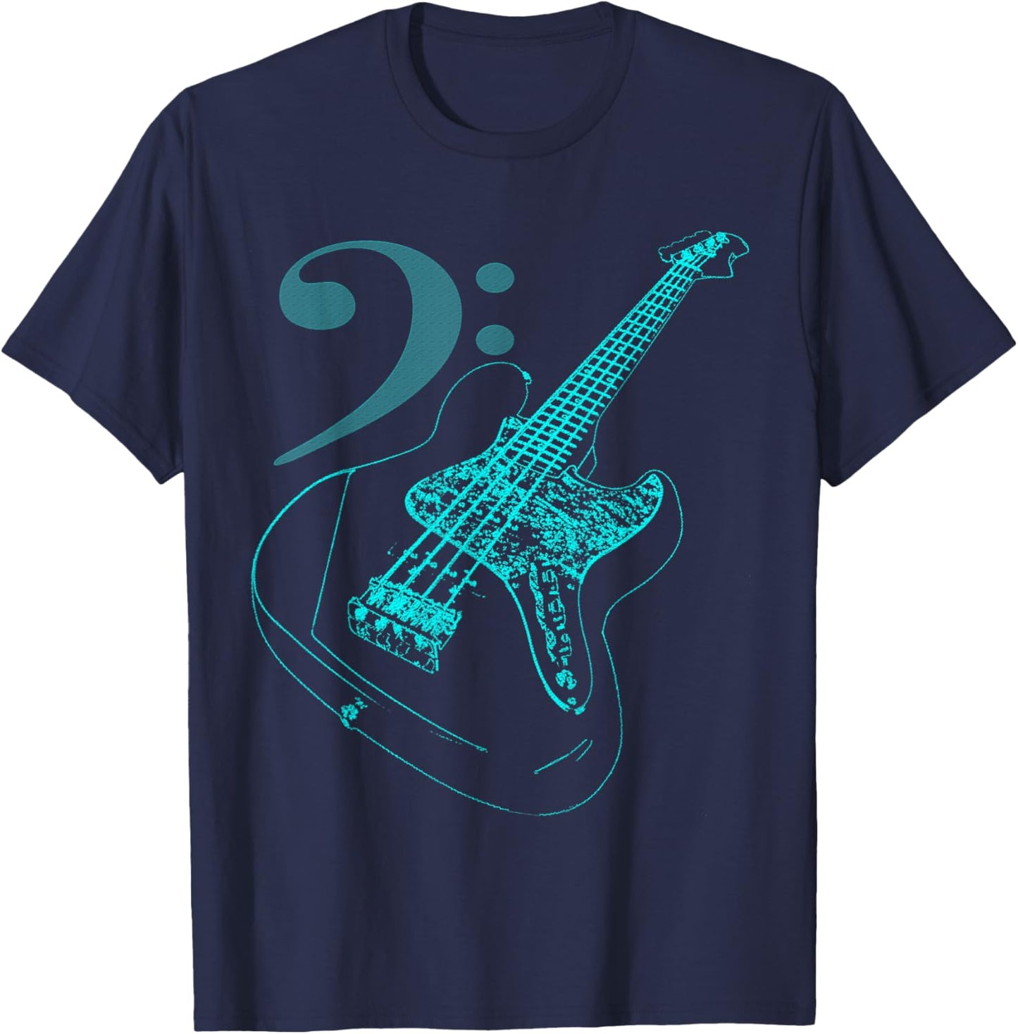 Bass with Clef for Bassists & Bass Player T-Shirt - T-Shirt | Navy