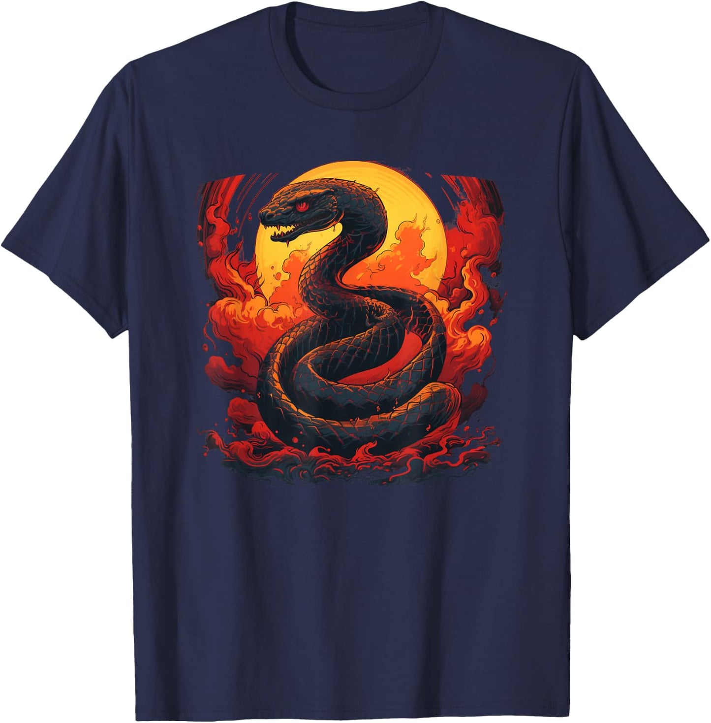 Cool Snake Flames for Reptile and Pets Lovers T-Shirt - T-Shirt | Navy