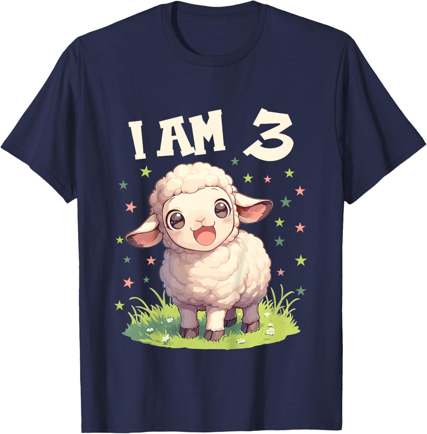 Kids 3 Years old 3 birthday Sheeps Boy Girl Sheep T-Shirt - T-Shirt | Navy