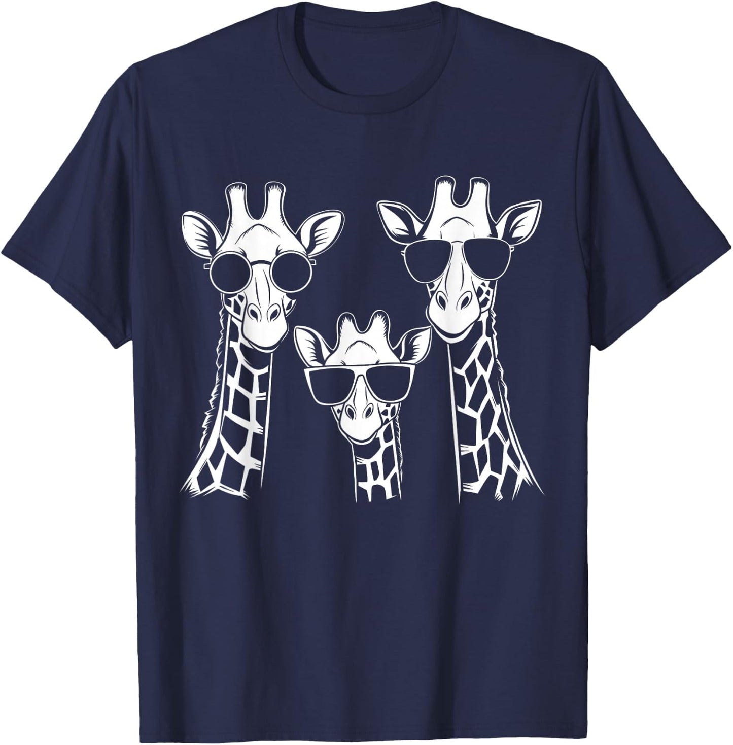 Giraffes Family With Sunglasses - Giraffe T-Shirt - T-Shirt | Navy