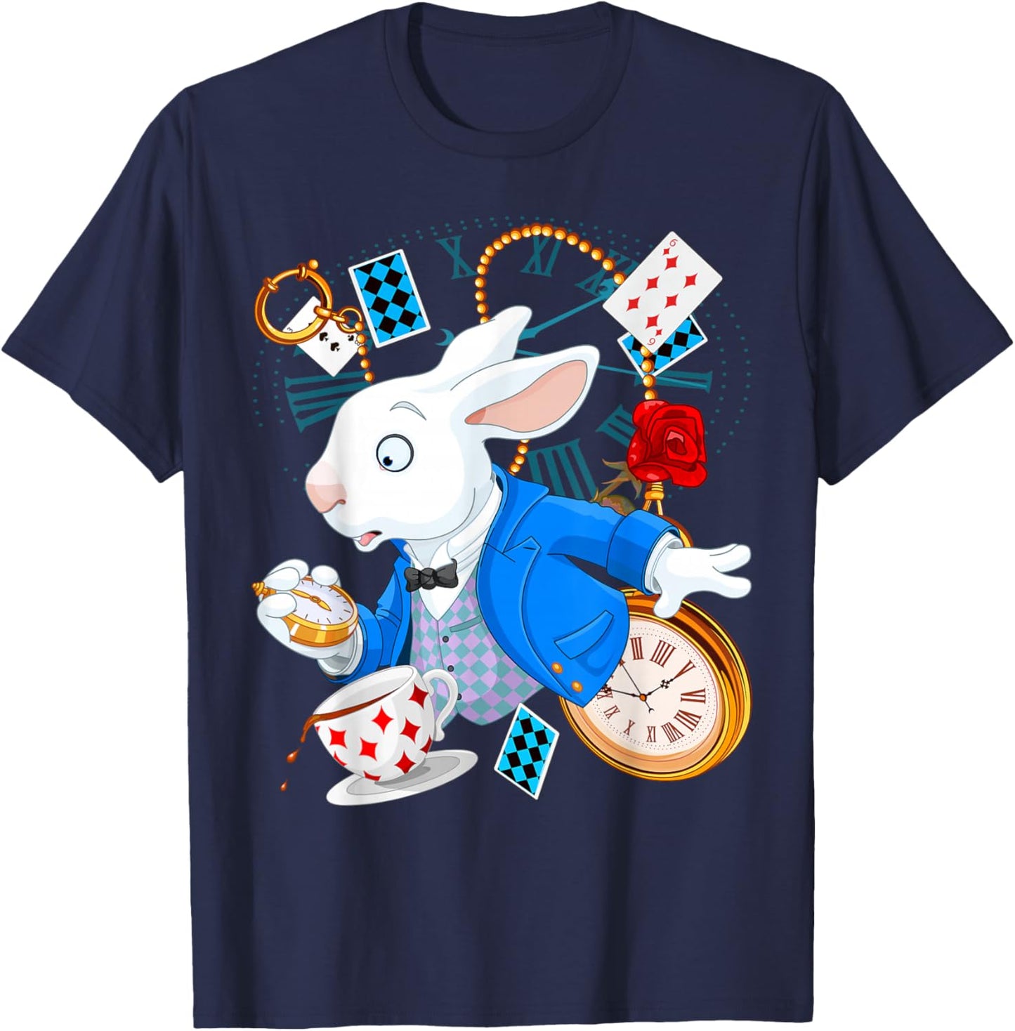 Alice in Wonderland - White Rabbit , black, s T-Shirt - T-Shirt | Navy