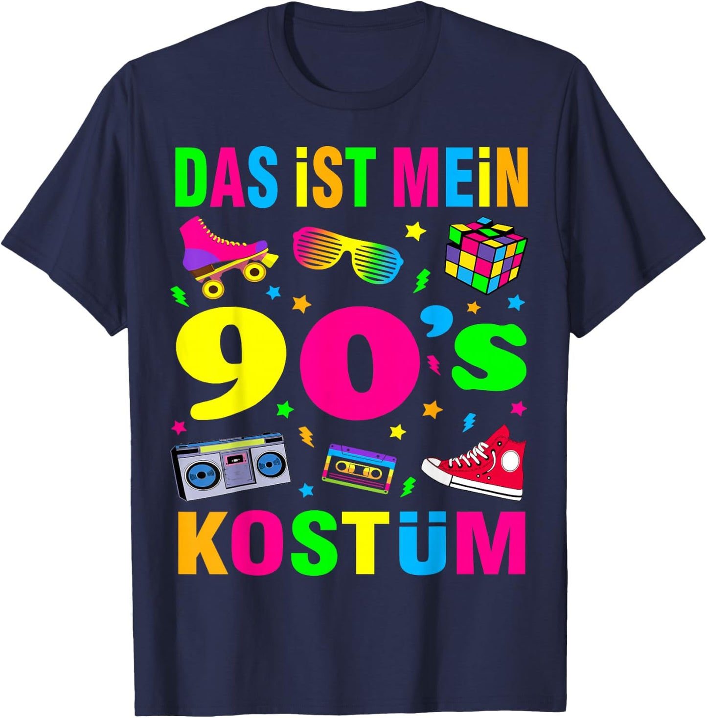 90s Theme Party 90s Costume - I Love the 90s , black T-Shirt - T-Shirt | Navy