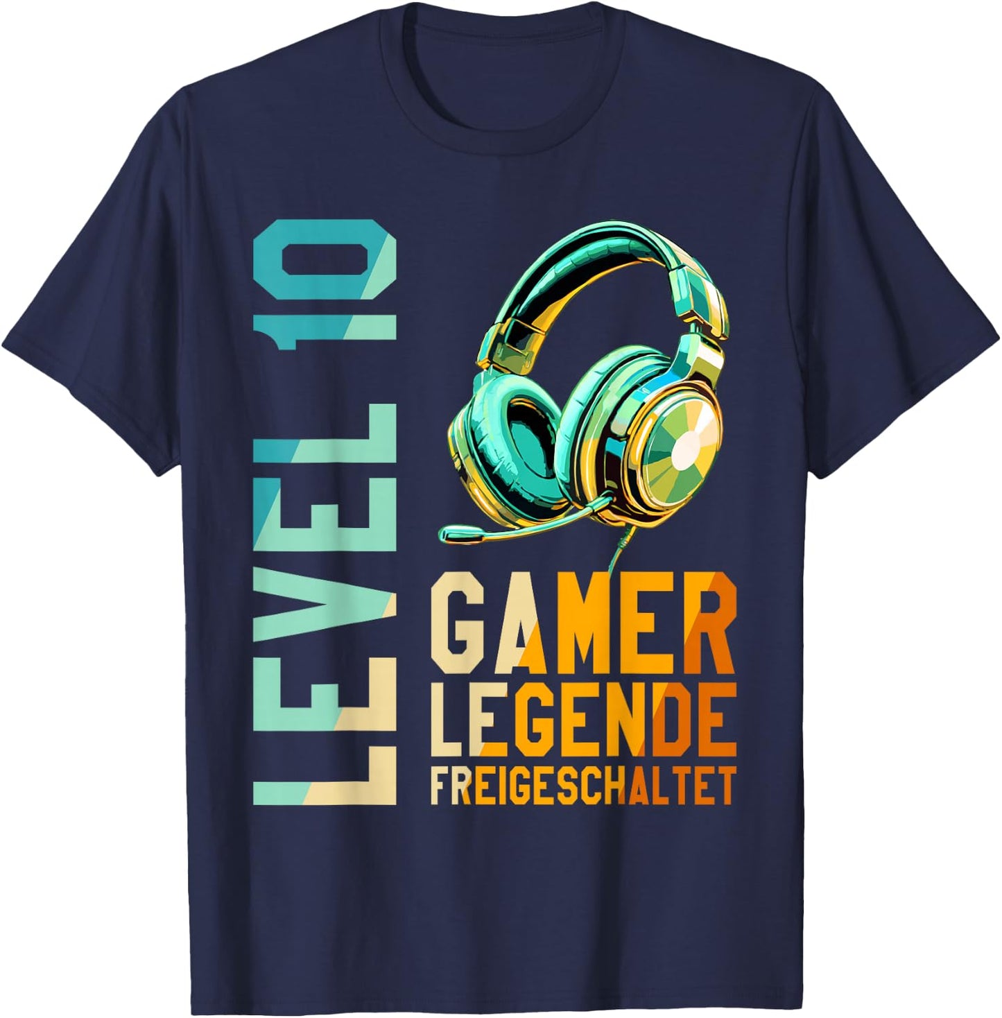 10. Geburtstag Junge Mädchen Gaming Level 10 Jahre T-Shirt - T-Shirt | Navy