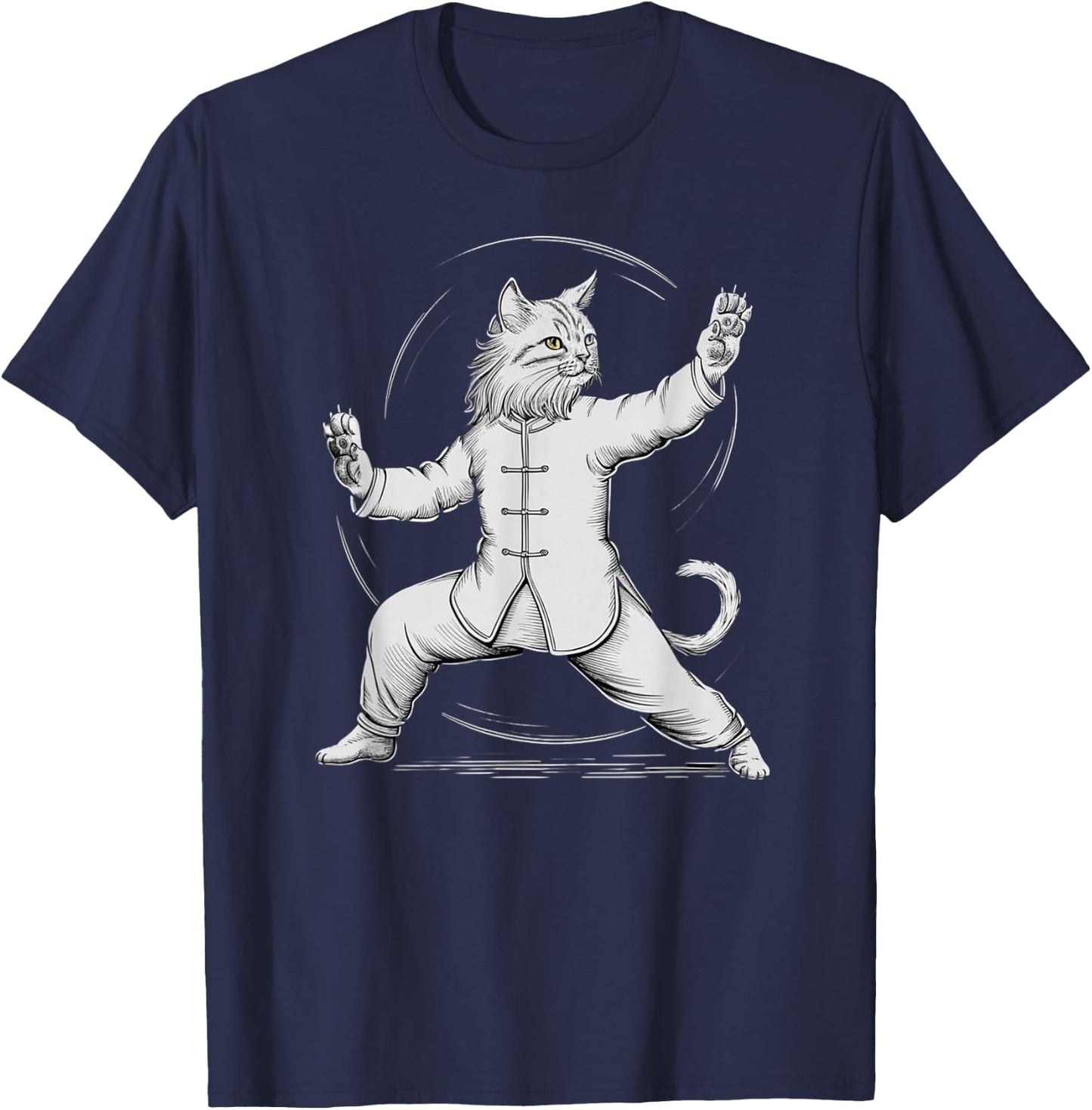 Life Happens Tai Chi Helps Funny Yin Yang Tai Chi Cat Women Kids T-Shirt - T-Shirt | Navy