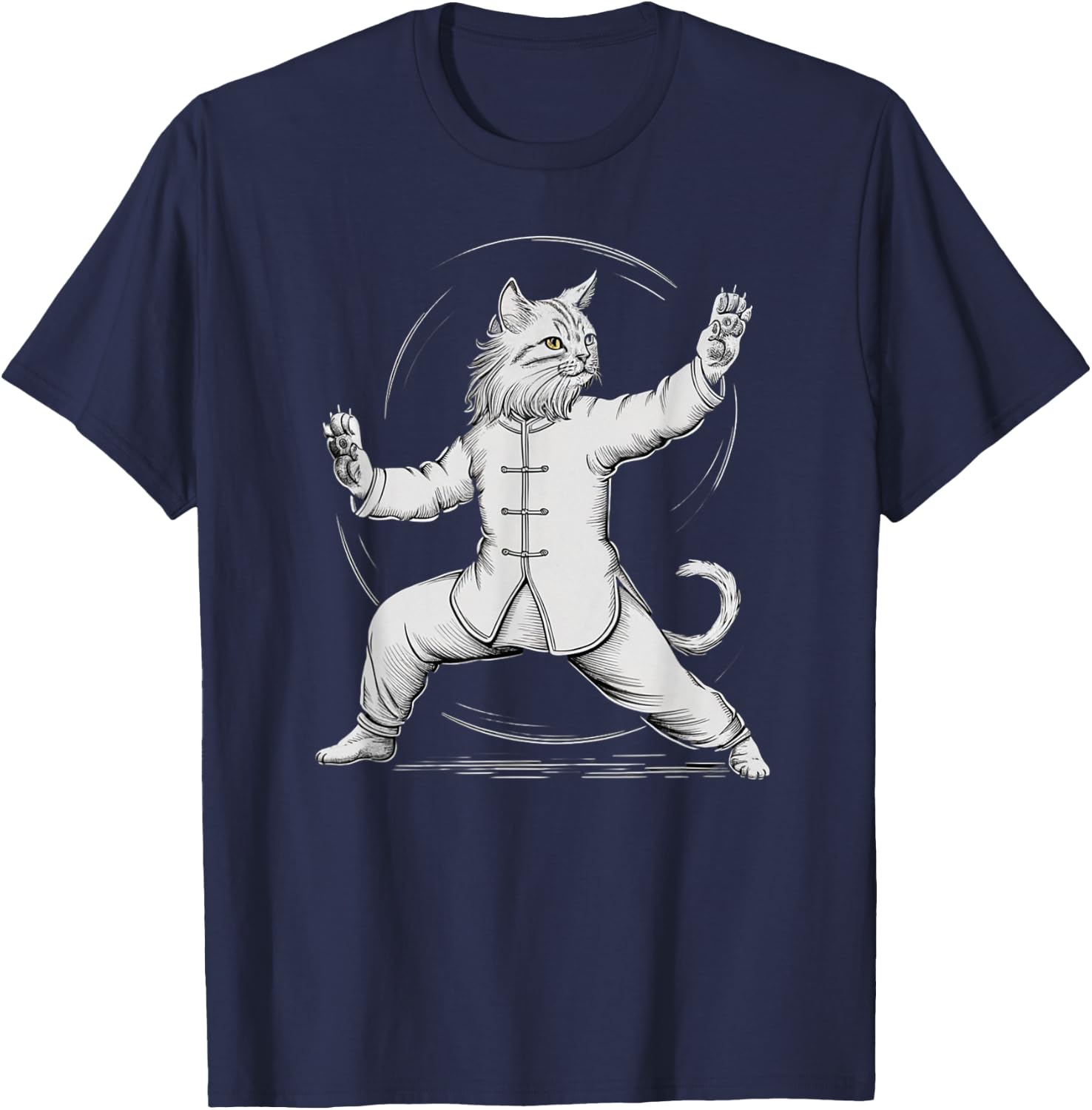 Life Happens Tai Chi Helps Funny Yin Yang Tai Chi Cat Women Kids T-Shirt - T-Shirt | Navy
