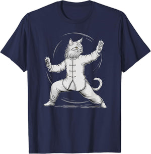 Life Happens Tai Chi Helps Funny Yin Yang Tai Chi Cat Women Kids T-Shirt - T-Shirt | Navy