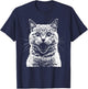 Silhouette Cat Head Illustration Idea Cat Design , Black, S T-Shirt - T-Shirt | Navy