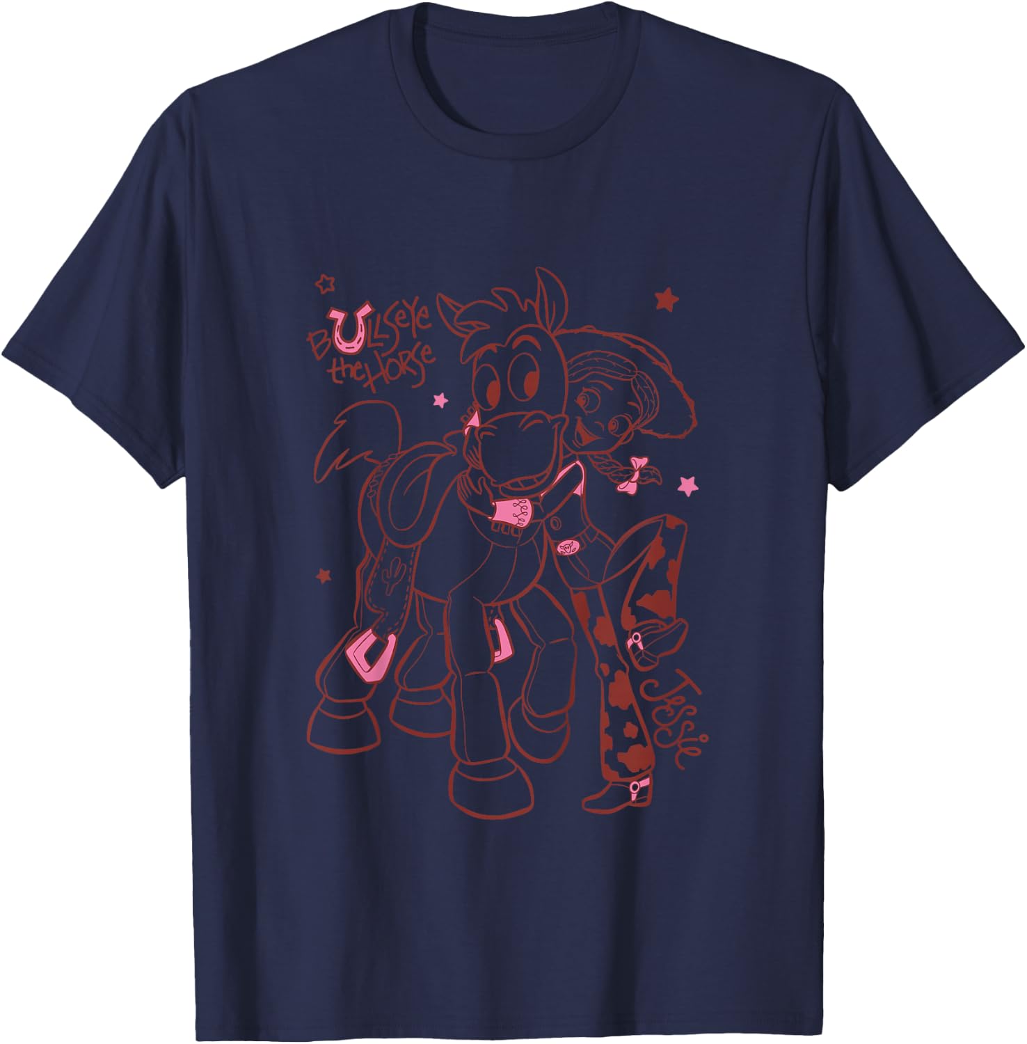 Kids Pixar Toy Story Jessie And Bullseye Outline , Pink, 2 T-Shirt - T-Shirt | Navy