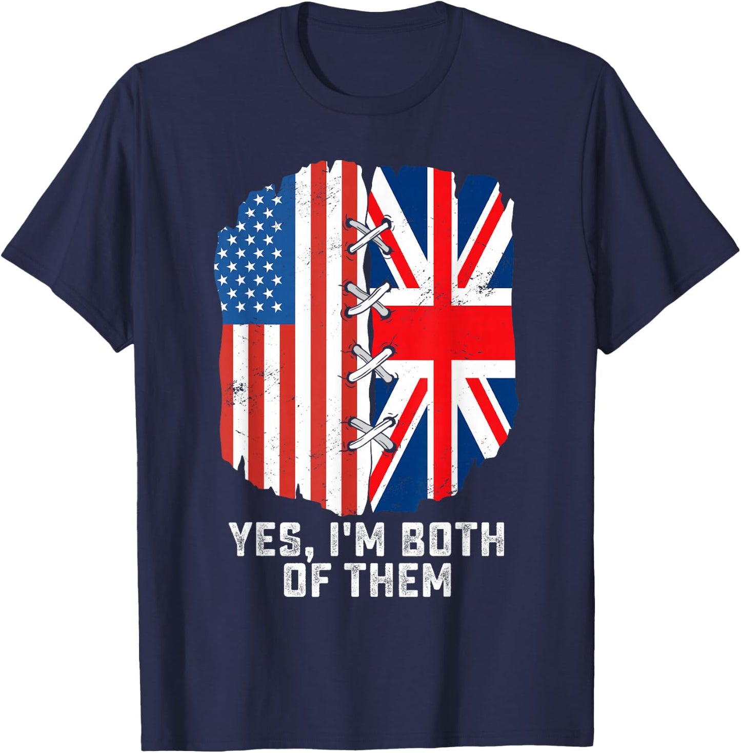Yes, I'm Both Of Them Half American Half British Heritage T-Shirt - T-Shirt | Navy