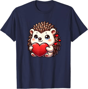 Valentines Hedgehog Heart Lover Funny Boys Girls Women T-Shirt - T-Shirt | Navy
