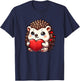 Valentines Hedgehog Heart Lover Funny Boys Girls Women T-Shirt - T-Shirt | Navy