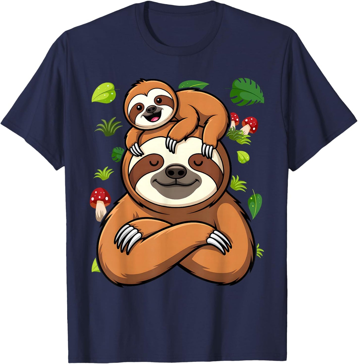 Cute Dad Father and Son Matching Daddy Sloth T-Shirt - T-Shirt | Navy