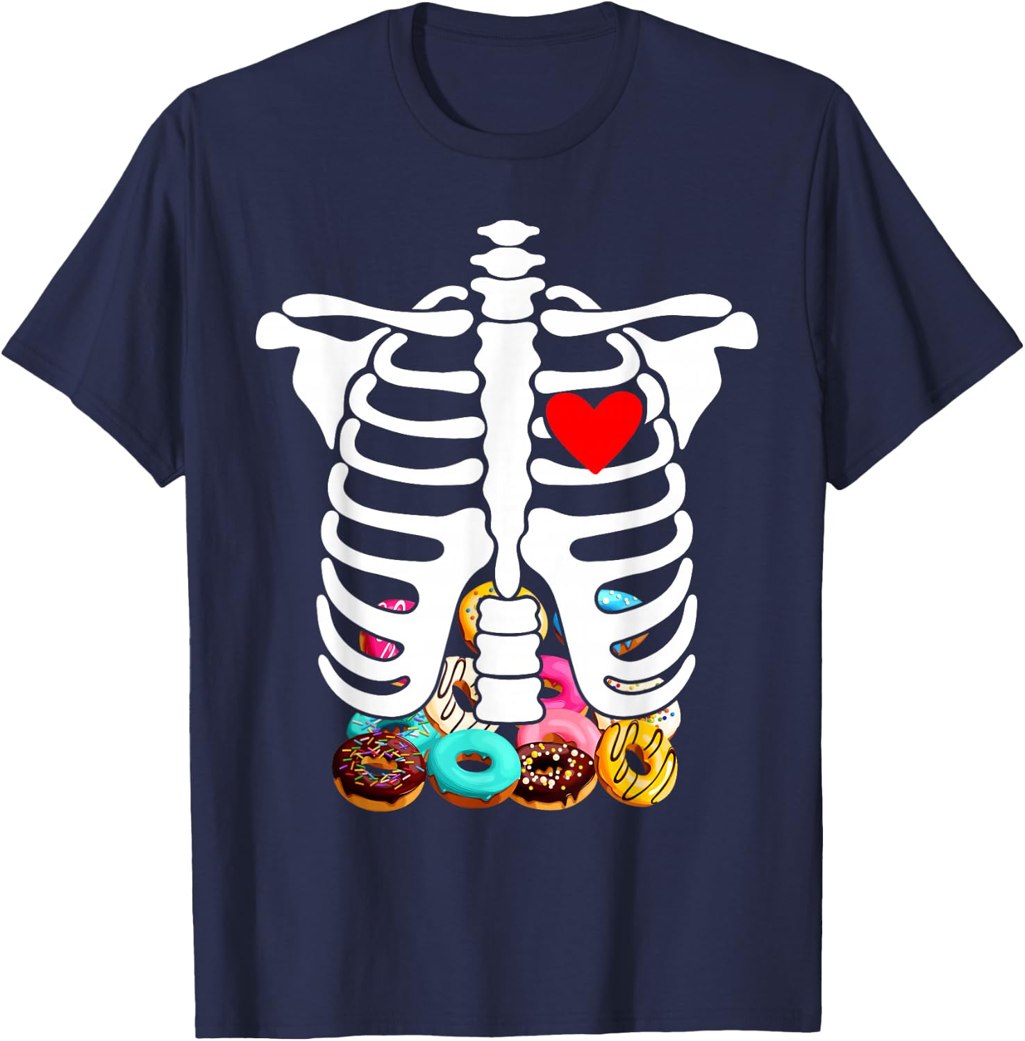 Rib Cage Skeleton X-Ray Donuts Halloween Skeleton Costume T-Shirt - T-Shirt | Navy