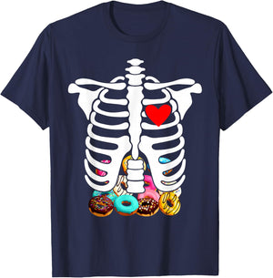 Rib Cage Skeleton X-Ray Donuts Halloween Skeleton Costume T-Shirt - T-Shirt | Navy