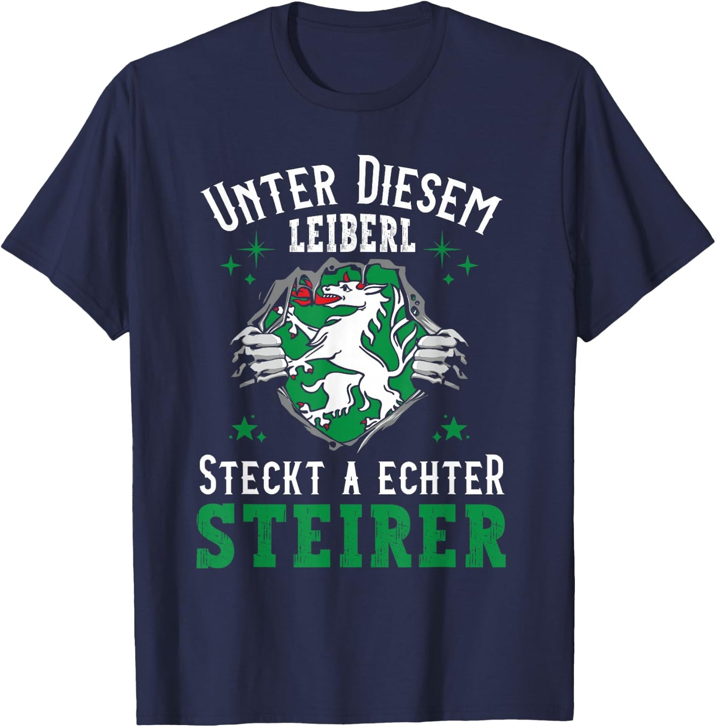 Steiermark Steirisch Crest Leiberl for Real Steirer, black T-Shirt - T-Shirt | Navy