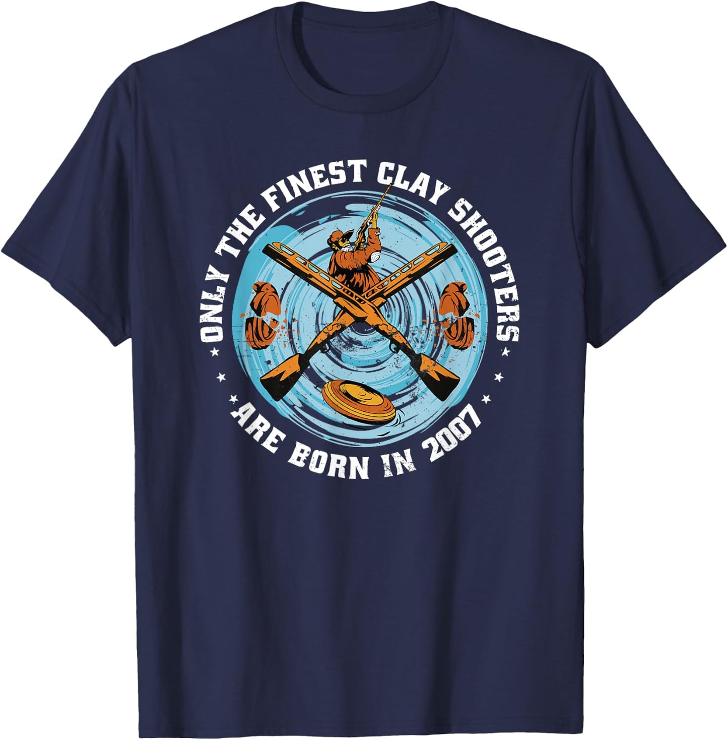 Clay Shooters Vintage 2007 birthday clay-pigeons shooting T-Shirt - T-Shirt | Navy