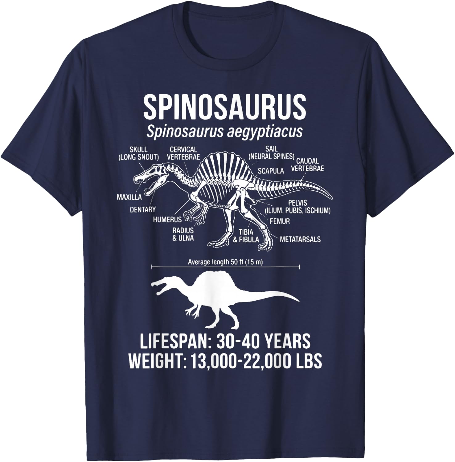 Spinosaurus Diagram T-Shirt - T-Shirt | Navy